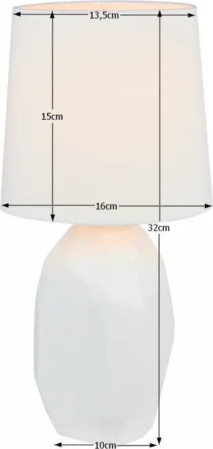 Keramická stolná lampa, biela, QENNY TYP 1 AT15556