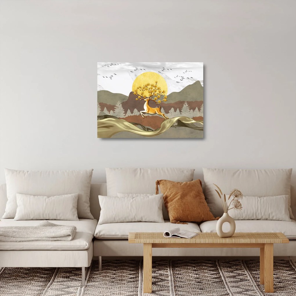 Sklenený obraz jeleňa (70x50 cm)