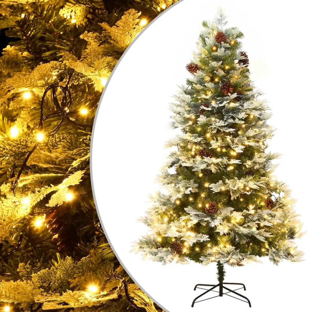 Vianočný stromček LED a borovicové šišky zelený 225 cm PVC a PE 344298