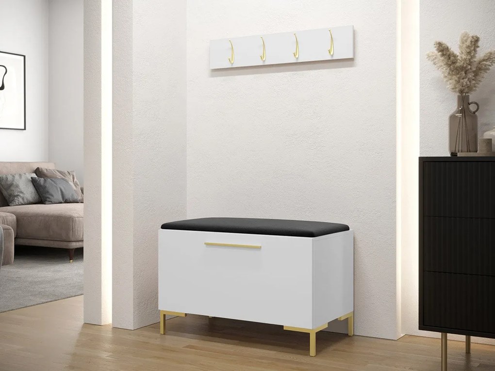 Predsieňová zostava Frunofta VIII, Farby: dub craft, Farba čalúnenia:: ekokoža Soft 017 (biela)