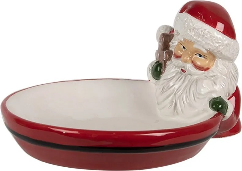 Decorative Bowl 19x16x10 Cm Red Ceramic Santa Claus Serving Platter - 16*19*3 / 10 cm