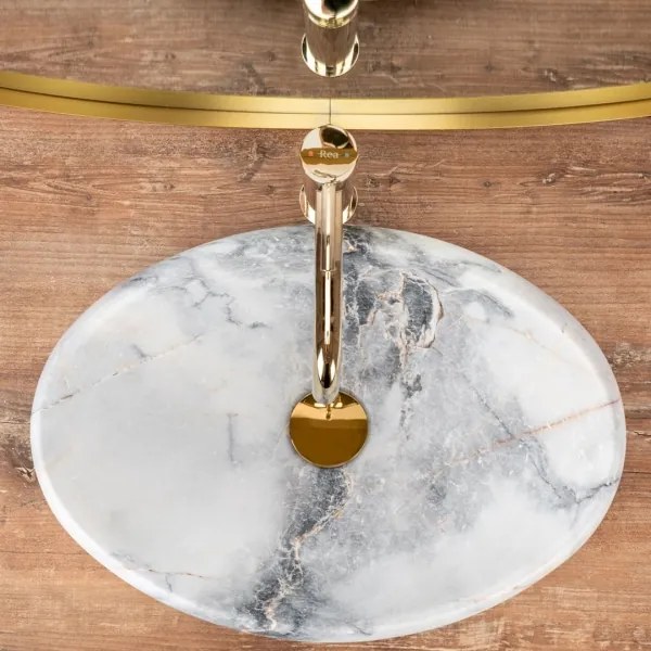 REA-U8567 - Umývadlo na dosku LINDA 34 x 48,5 cm, keramika s dekorom mramoru