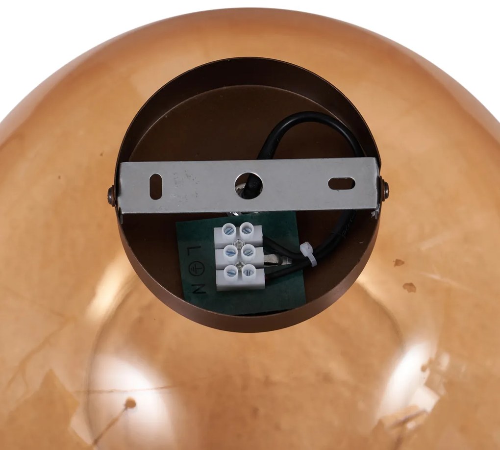 Stropné svietidlo Art Deco tmavý bronz s hnedým sklom - Sandra