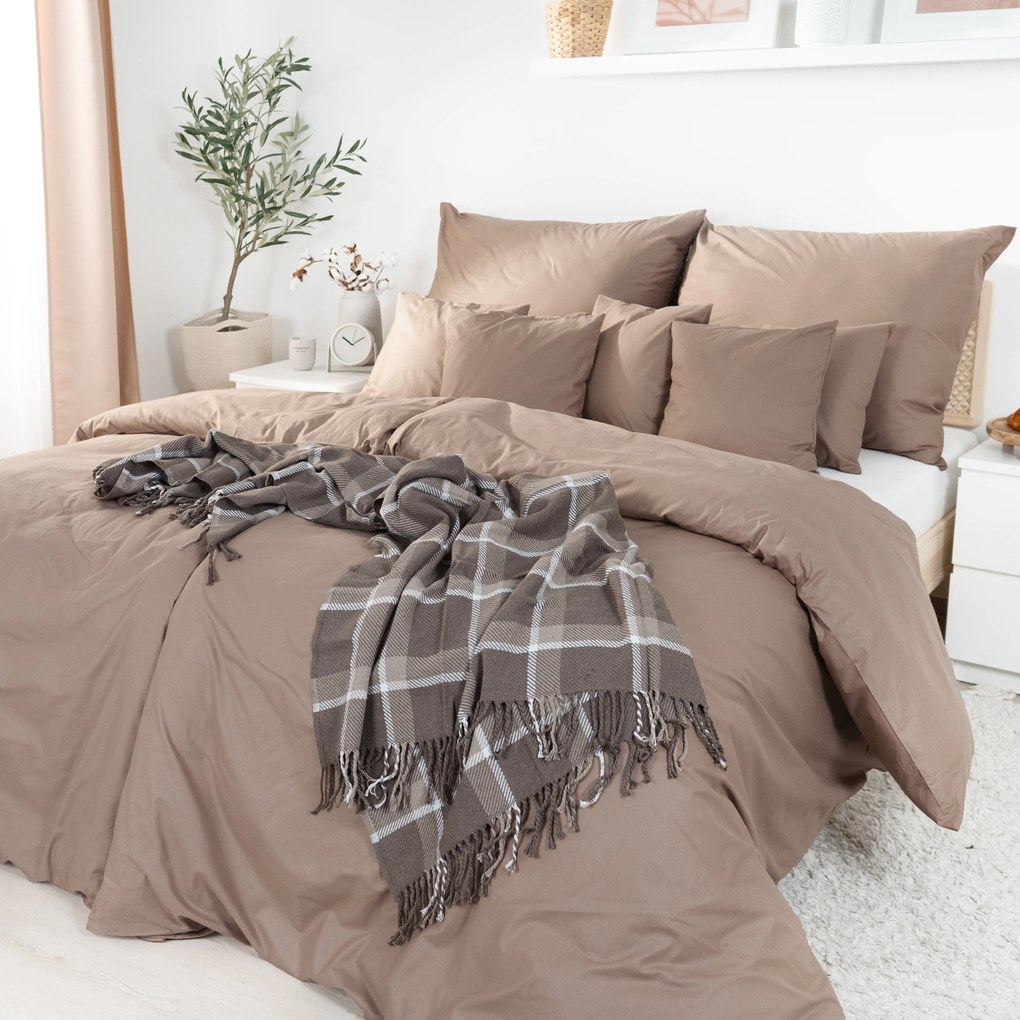 Goldea bavlnené posteľné obliečky - kávové hnedé 140 x 220 a 70 x 90 cm