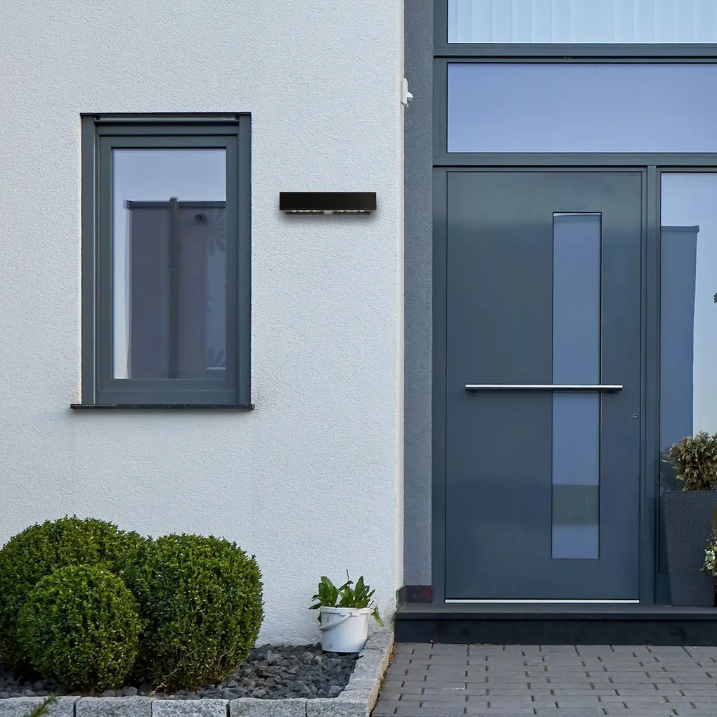 Exteriérové solárne nástenné LED svietidlo Brick, 1x LED 6w, čierna, pohybový senzor