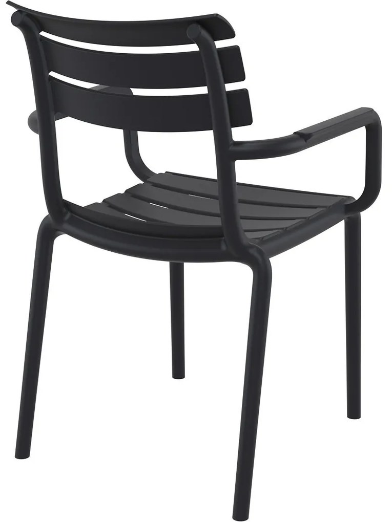 PARIS záhradná stolička s podrúčkami dark grey