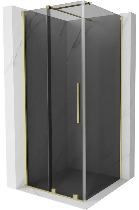 Mexen Velar, sprchový kút s posuvnými dverami 120 x 120 cm, 8mm šedé sklo, zlatá matná, 871-120-120-41-55