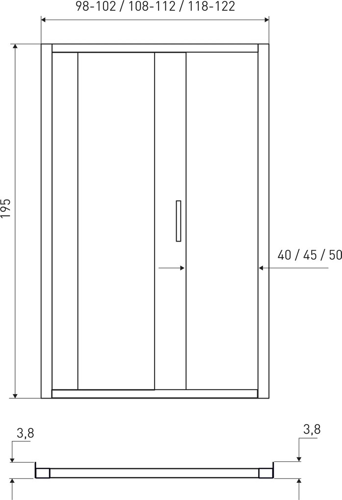 Novoterm Jednokrídlové posuvné sprchové dvere NV-Solid DS BL 120, čierna/transparent - bez vaničky