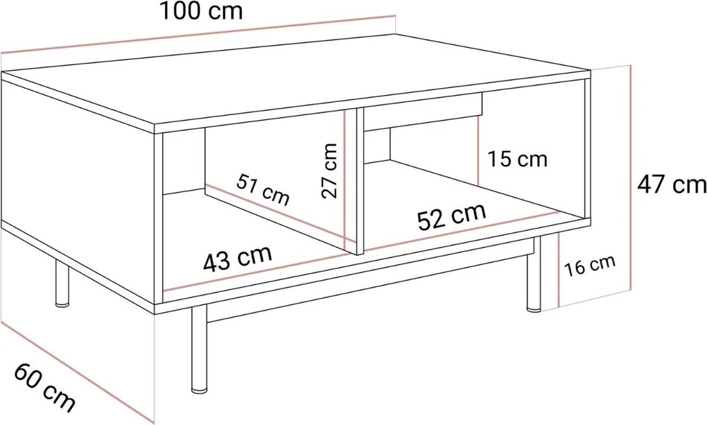 KONFERENČNÝ STOLÍK CELESTINO DUB + KAŠMÍR 100 cm