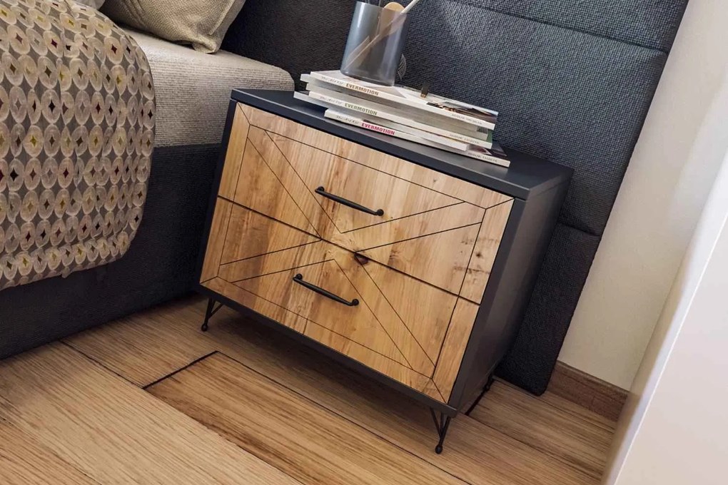 Dizajnový nočný stolík Laibah 50 cm antracitový