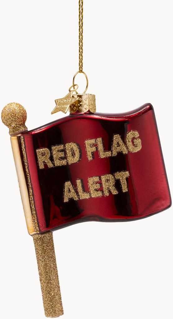 Ručne fúkaná vianočná ozdoba Red Flag
