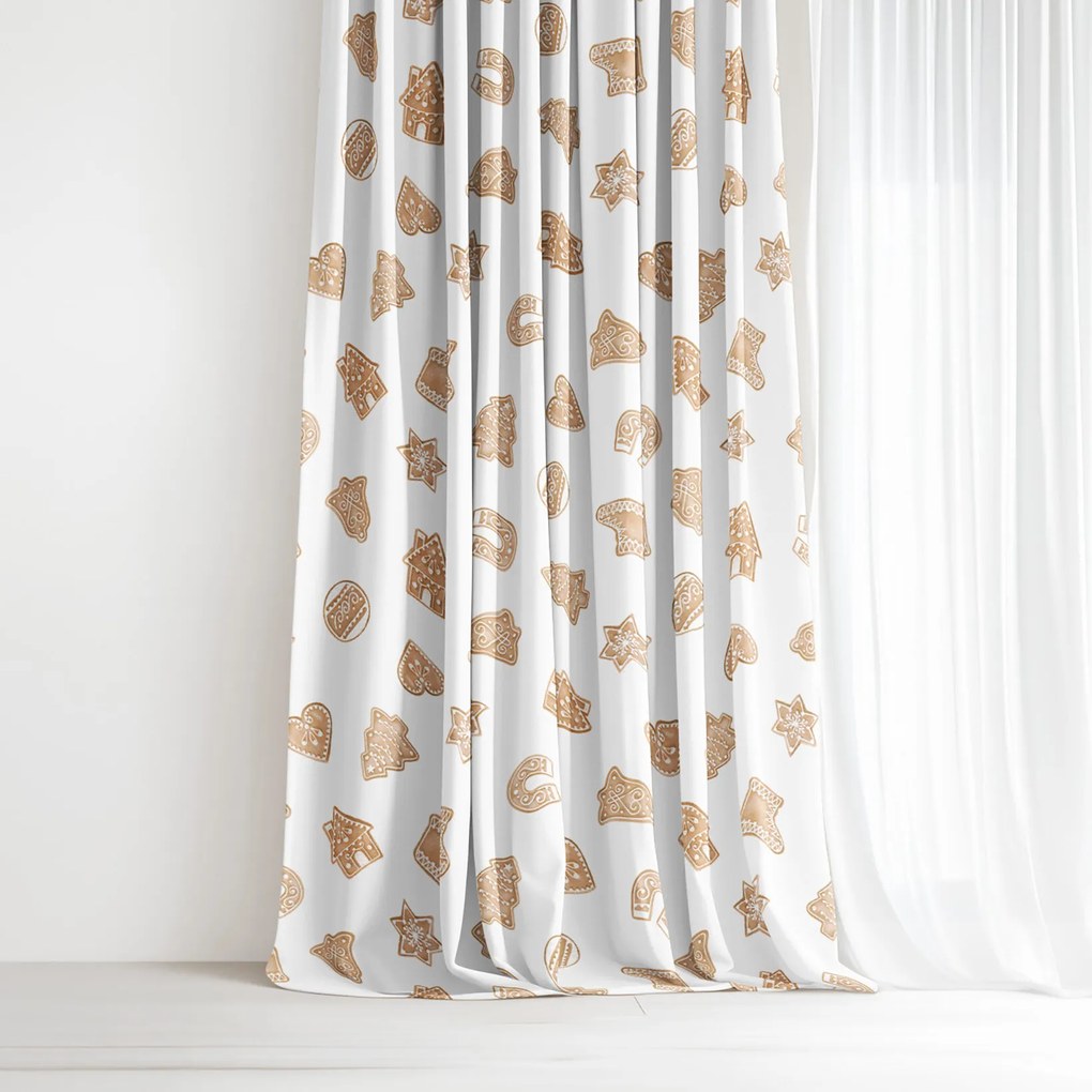 Goldea vianočný dekoračný záves - perníčky 240x150 cm