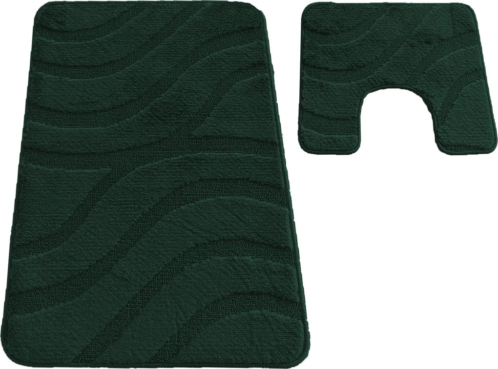 DY Kúpeľňová sada koberčekov s výrezom Symphony - tmavozelená