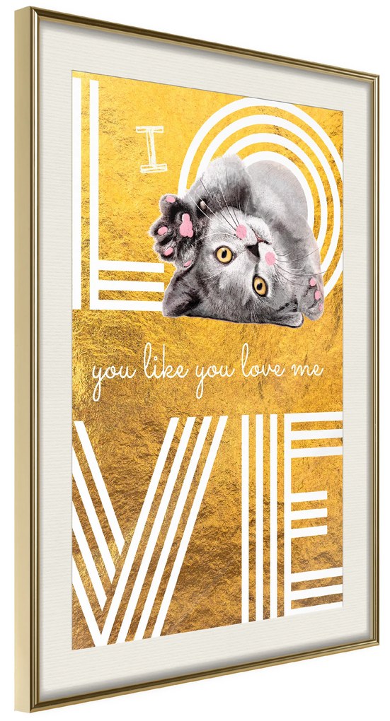 Artgeist Plagát - I Love You like You Love Me [Poster] Veľkosť: 20x30, Verzia: Zlatý rám s passe-partout