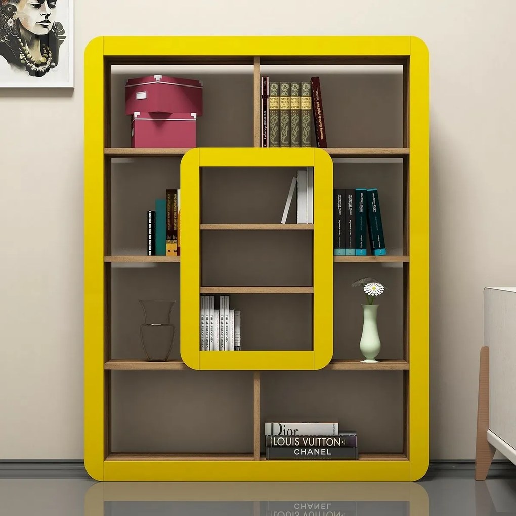 Knižnica Orkide Yellow and Walnut
