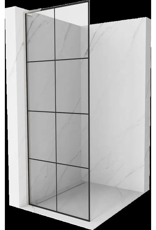 Mexen Kioto L sprchová stena Walk-in 70 x 200 cm, čierny vzor, brúsený nikel - 800-070-103-97-77
