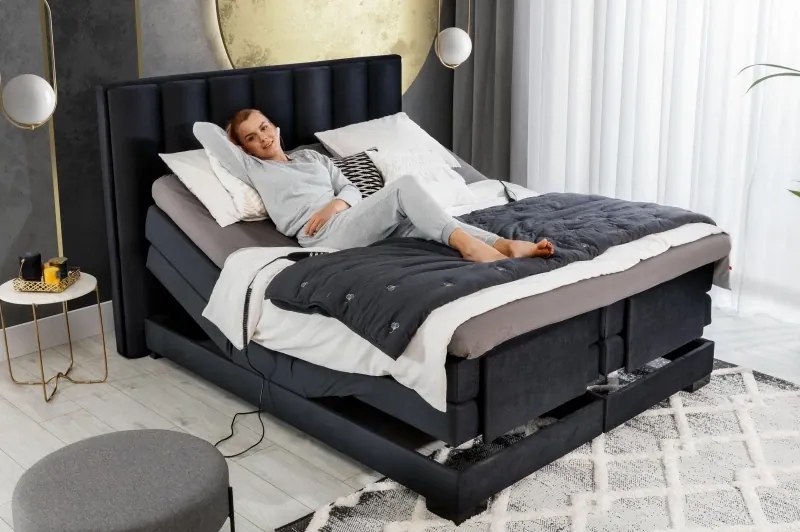 Kontinentálna posteľ VENETA boxspring s elektrickým polohovaním 200X180, horčicová (nube 45)