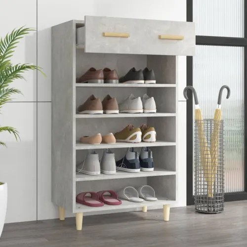 vidaXL Botník betónovo sivý 60x35x105 cm spracované drevo-