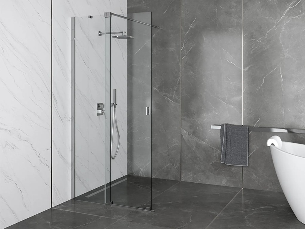Besco Sprchový kút Walk-In VAYO 90 (100, 110, 120, 130, 140), výška 200 cm - bez vaničky BESCO-Rozmery: šírka: 110
