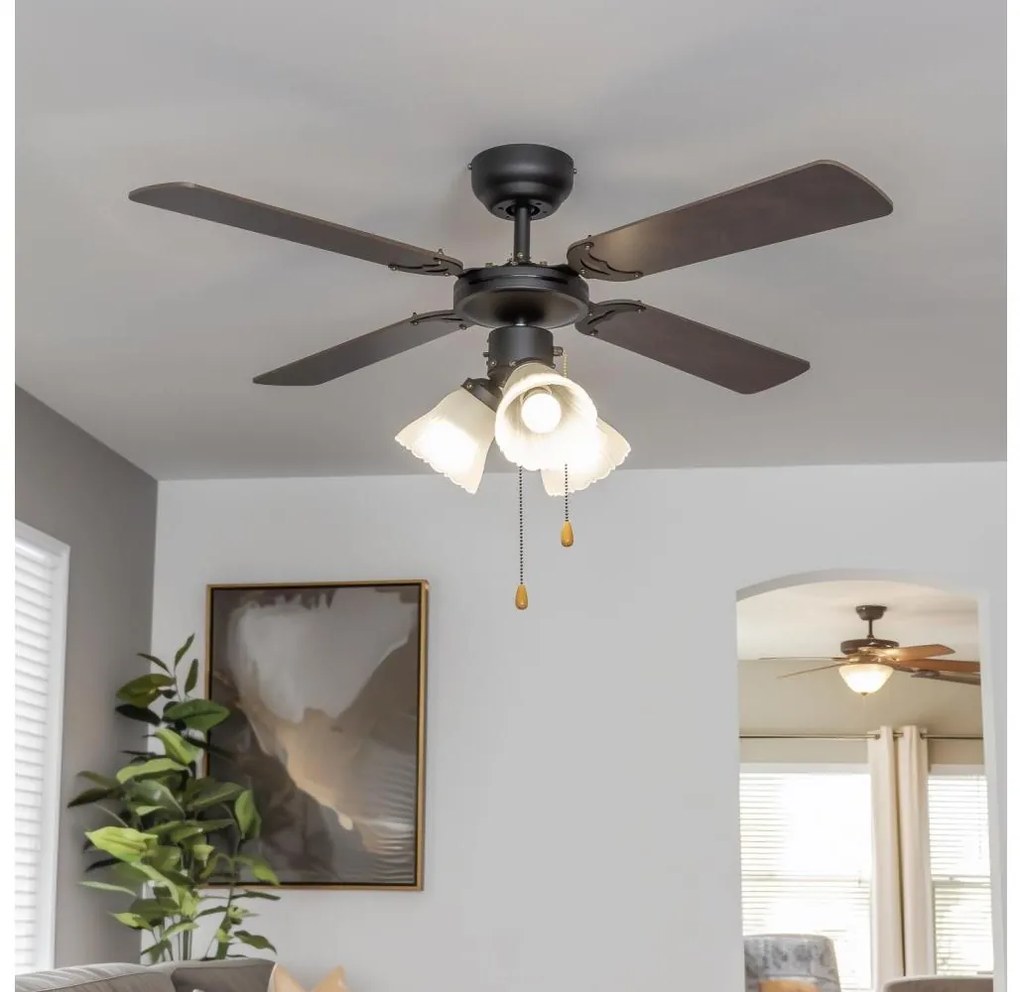 ZEVENTI - Stropný ventilátor ZURRIOLA 3xE27/60W/230V hnedá