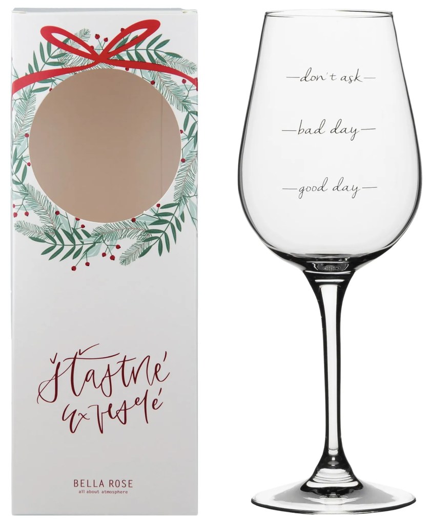 Bella Rose Pohárik na víno Bad Day + vianočná krabička
