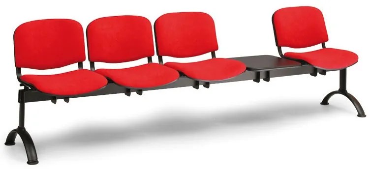 Čalúnená lavica VIVA, 4-sedadlo + stolík - čierne nohy, čierna