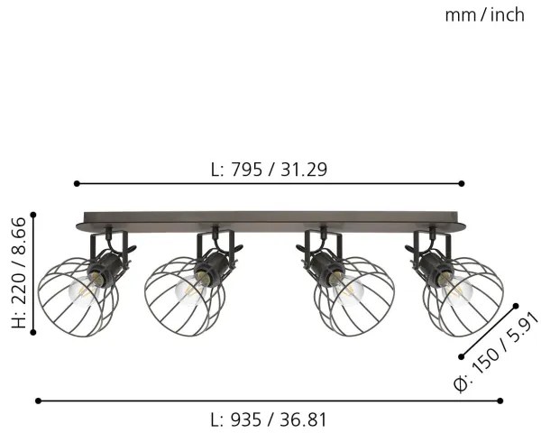 Eglo 98137 - Bodové svietidlo SAMBATELLO 4xE27/40W/230V