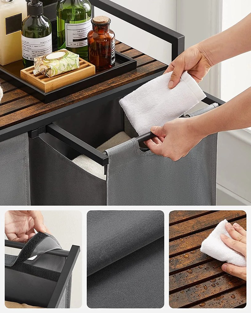 Koš na bielizeň s priehradkami a policou VASAGLE BLH201G01