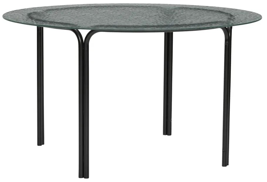 Čierny okrúhly konferenčný stolík so sklenenou doskou ø 80 cm Orbit – Hübsch