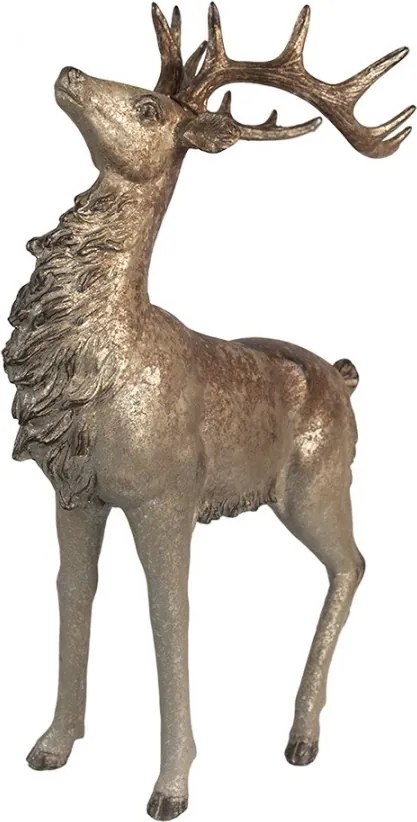 Hnědo-zlatá dekorace figurka stojící jelen - 33*16*42 cm