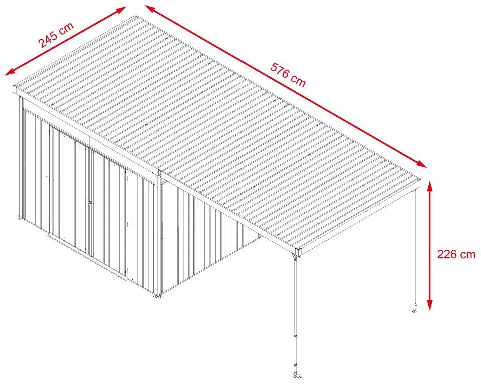 Záhradný domček so svetlíkmi Avenberg MAGNUS + prístavba 2.5 x 5.8 m - Premium