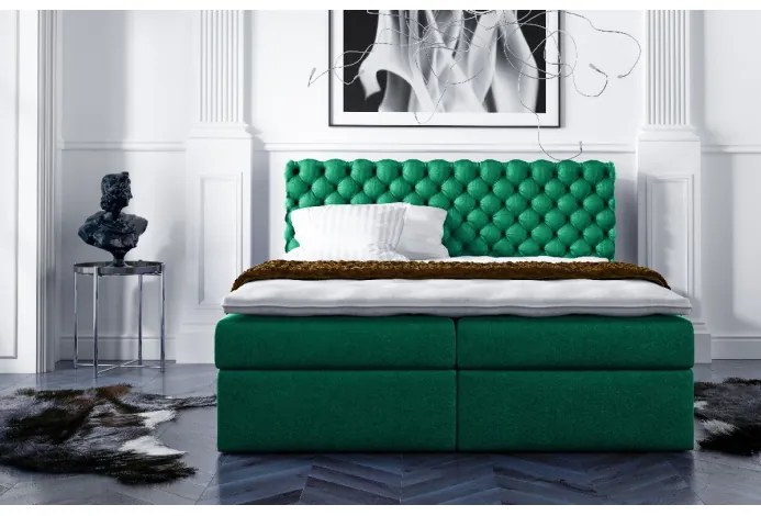 Stylová kontinentální postel Giulio zelená 180 + topper zdarma