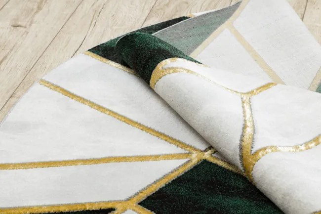 Koberec EMERALD exkluzívny 1015 kruh - glamour, marmur, geometrický zelený/zlatý
