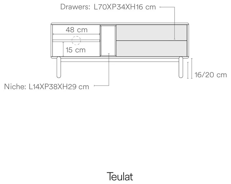 Modrý/sivý TV stolík 140x56 cm Corvo – Teulat