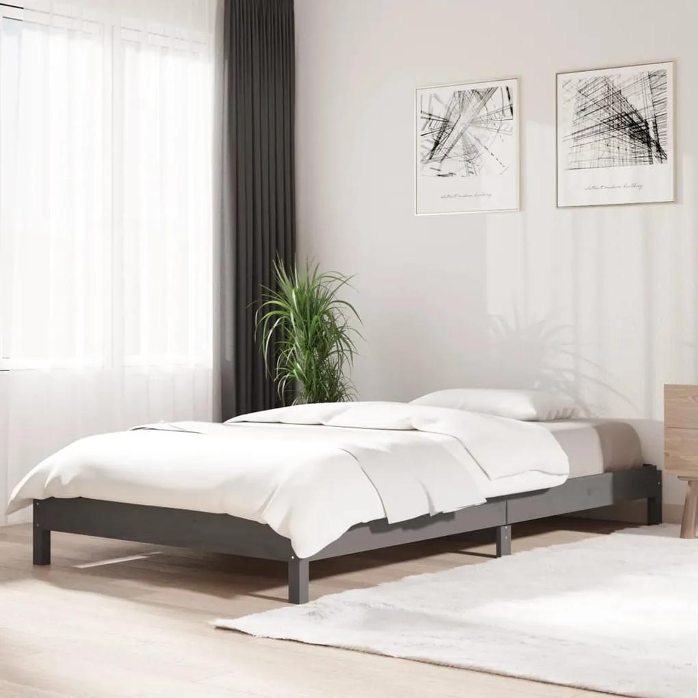 Stohovateľná posteľ sivá 75x190 cm borovicový masív