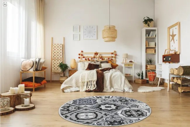 Protišmykový koberec PATCHWORK 19 New sivý