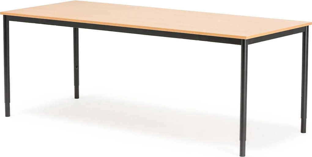 Kancelársky pracovný stôl Adeptus, 2000x800 mm, bukový laminát/čierna