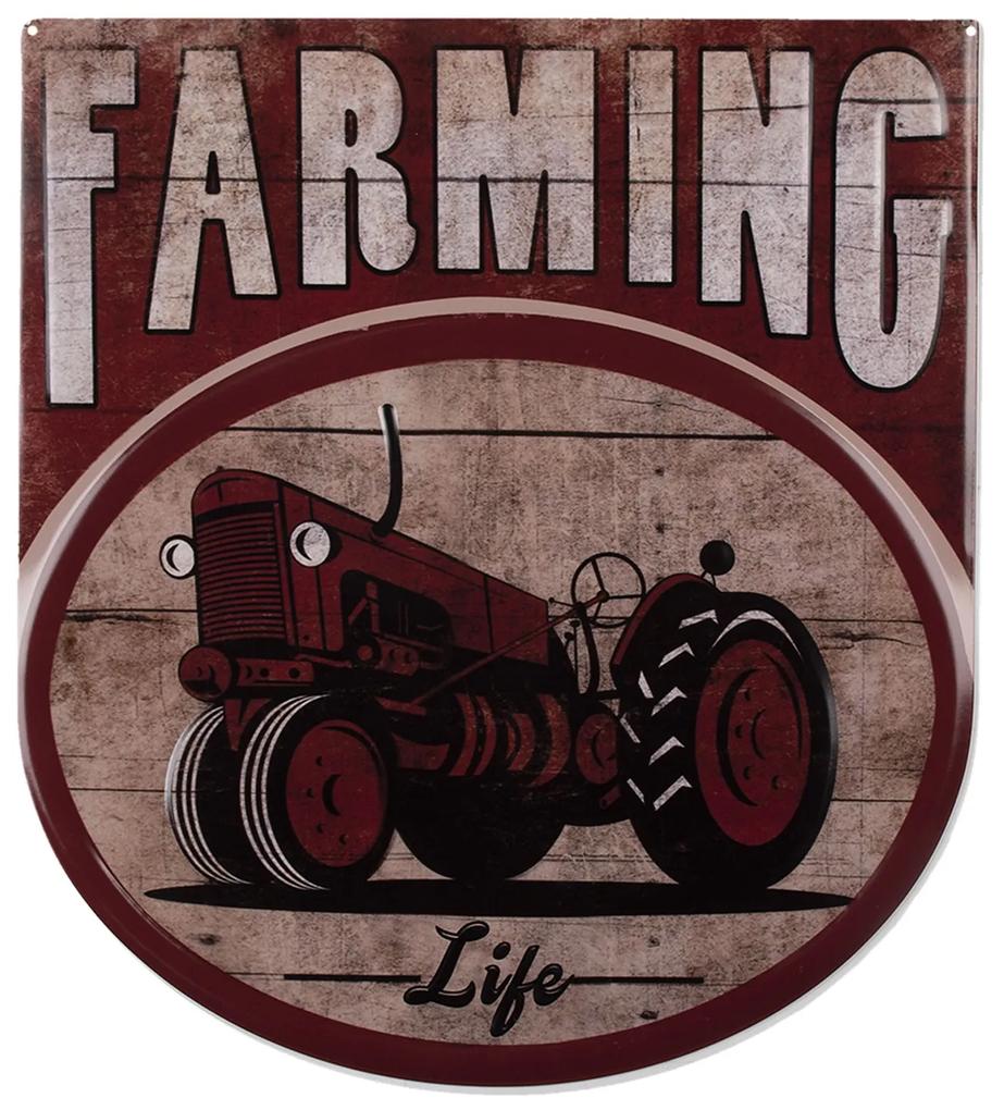 Nástenná kovová ceduľa Farming Life - 50 * 56 cm