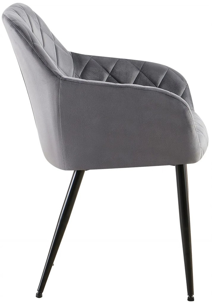 Jedálenská stolička Monett - zamat, B čierny rám - Tmavo sivá