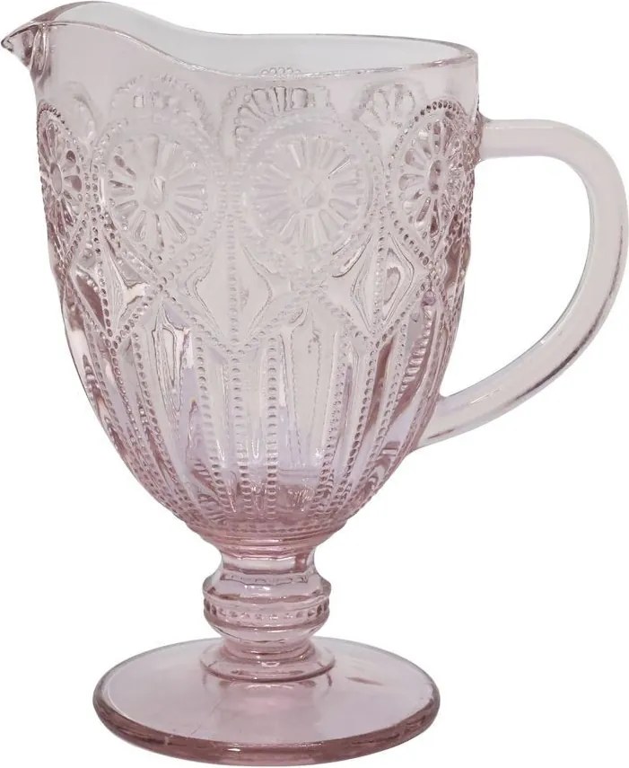 Ružový sklenený džbán so vzorom Saint-Émilion - 13*21,5 cm / 1000 ml