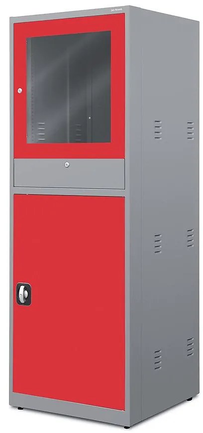 Skriňa Steve kovová antracit/červená