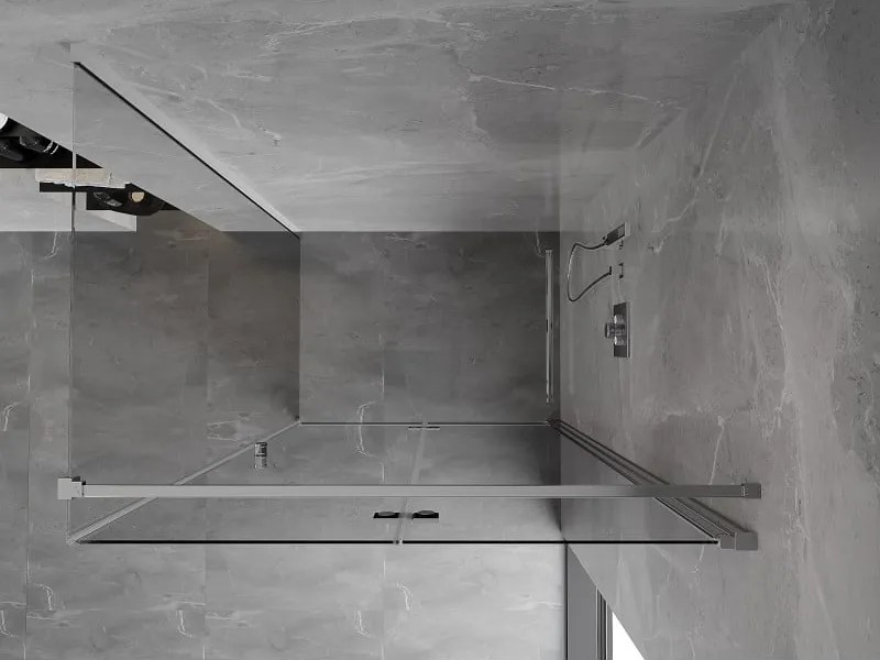 Mexen Mist-F T, 1-krídlový skladací sprchový kút pravý 90 x 110 cm, číre sklo, chrómový profil, 8A6T-090-110-01-00-P