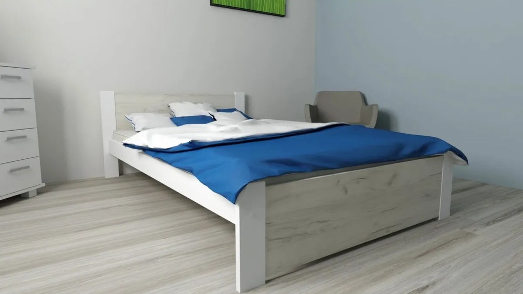 ComfortMatrace Posteľ z masívu borovice LUNA+rošt ZADARMO 180x200 cm Rozměr: 180x200 cm, Barva: dub craft / biela