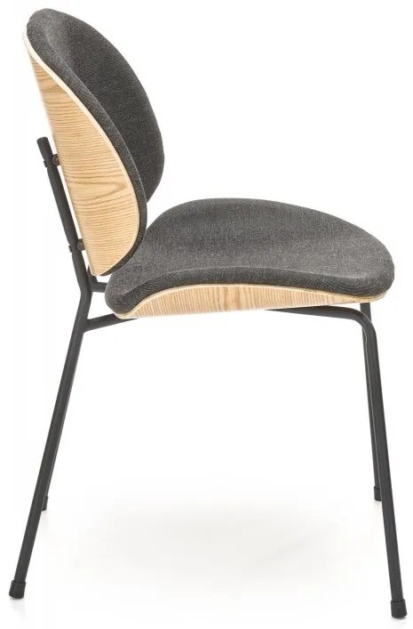 Jedálenská stolička RONTO — látka, prírodná / šedá