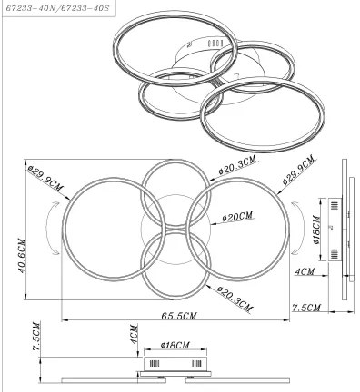 Globo 67233-40S - LED Prisadený luster KENDY LED/40W/230V