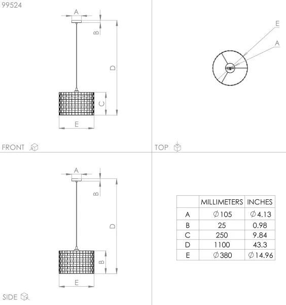 Eglo 99524 - Luster na lanku MARASALES 1xE27/40W/230V pr. 38 cm