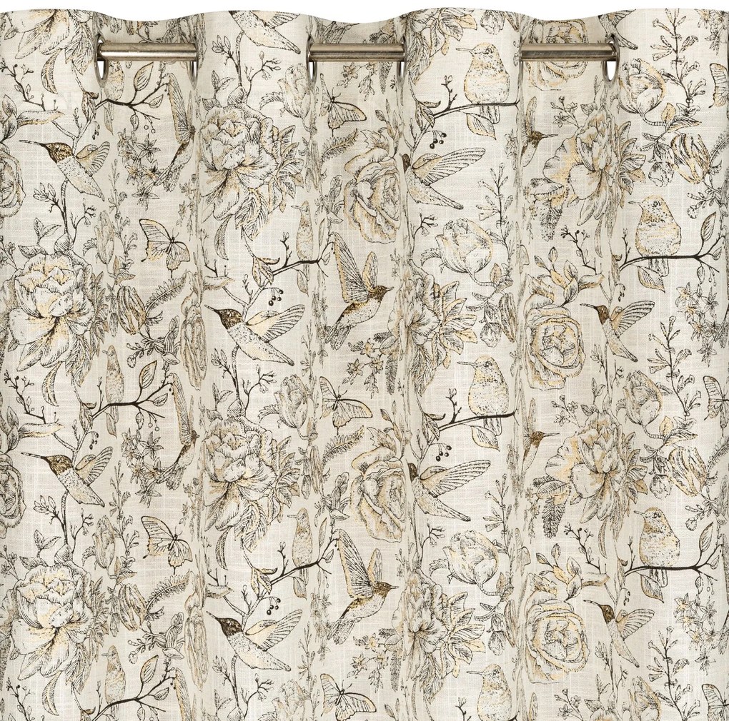 ZÁVES NA KRÚŽKOCH LUCINA 140X250 CM KVETY