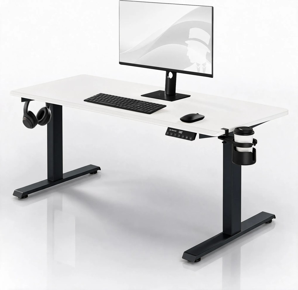 Elektrický stôl s nastavením výšky ergonomický antracitovo-bieli, 1600x800 mm: ARIA