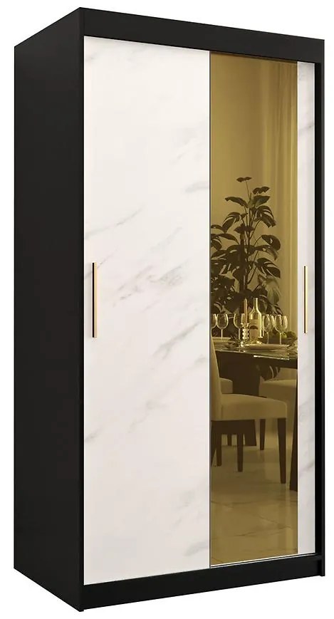 Skriňa Platinum T2 100 čierna marmur/biely