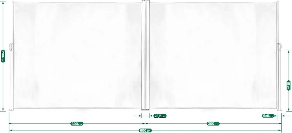 JU Bočná markíza 600 x 200 cm
